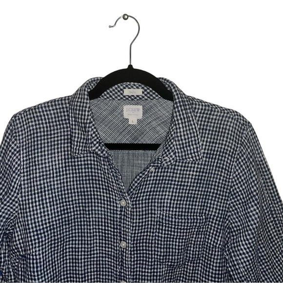 J.Crew Factory Boyfit Button Down Shirt sze L Blue Gingham Pre-Owned Excellent - Picture 6 of 15